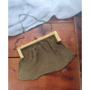 Antique Victorian German Silver Gold Wash Mesh Chainmail Evening Handbag Purse